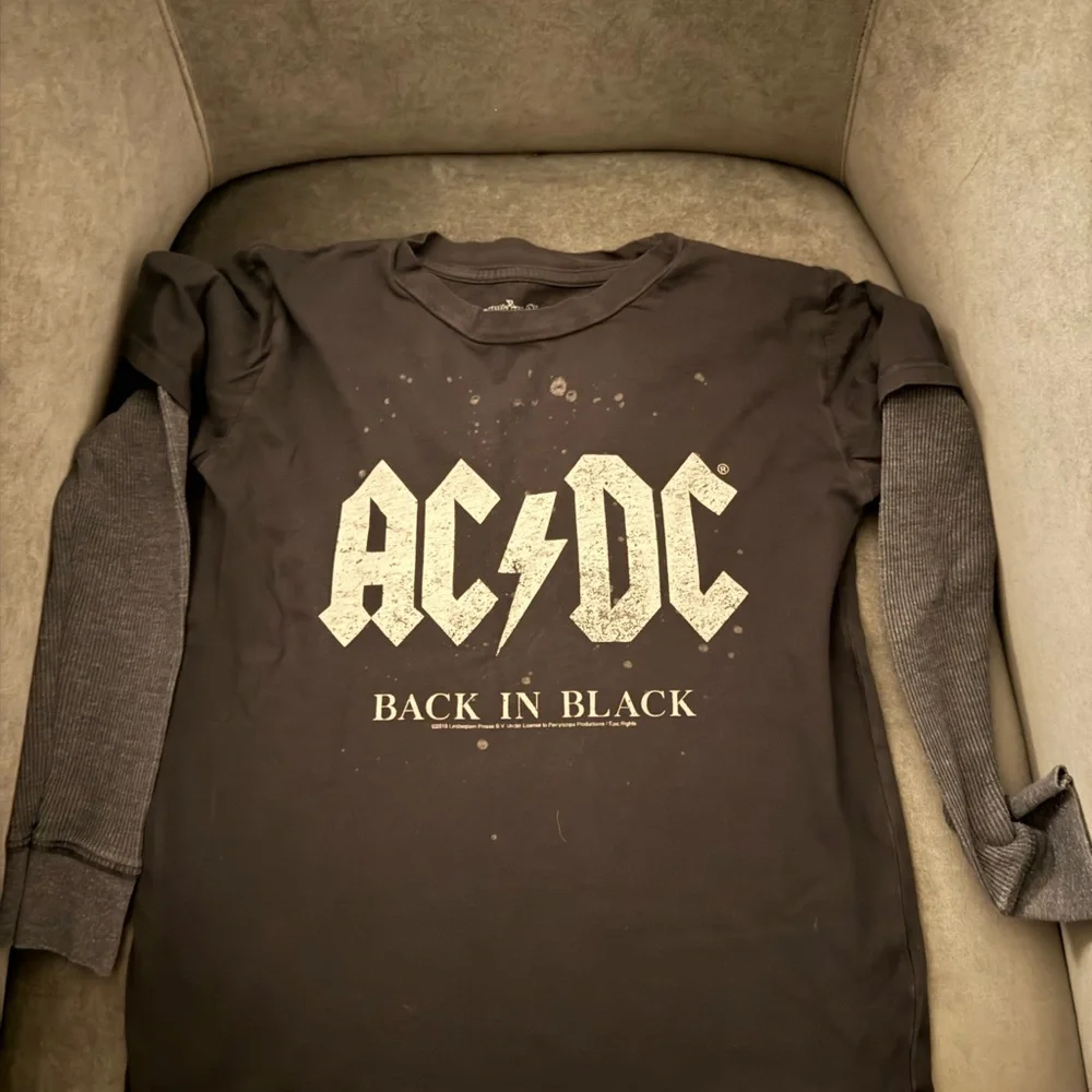 Rowdy Sprout Black and Gray AC/DC Long Sleeve Tee